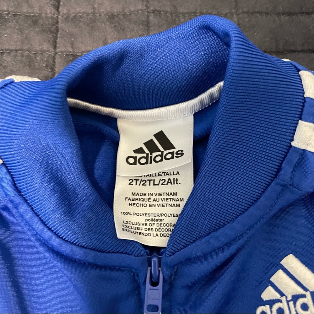 Blue adidas zip-up top. Size 2T for toddlers. Super cute. In VGUC. - Picture 5 of 5